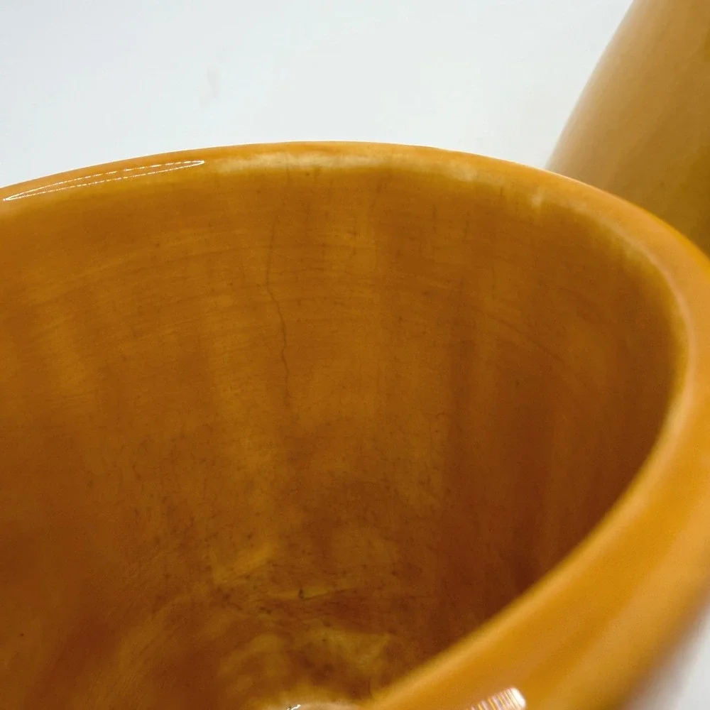 Pottery Barn Yellow Glazed Coffee Mugs Set of 2 Handcrafted Stoneware Latte Cups